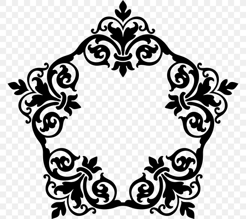 Picture Frames Damask Clip Art, PNG, 770x732px, Picture Frames, Art, Black, Black And White, Craft Download Free