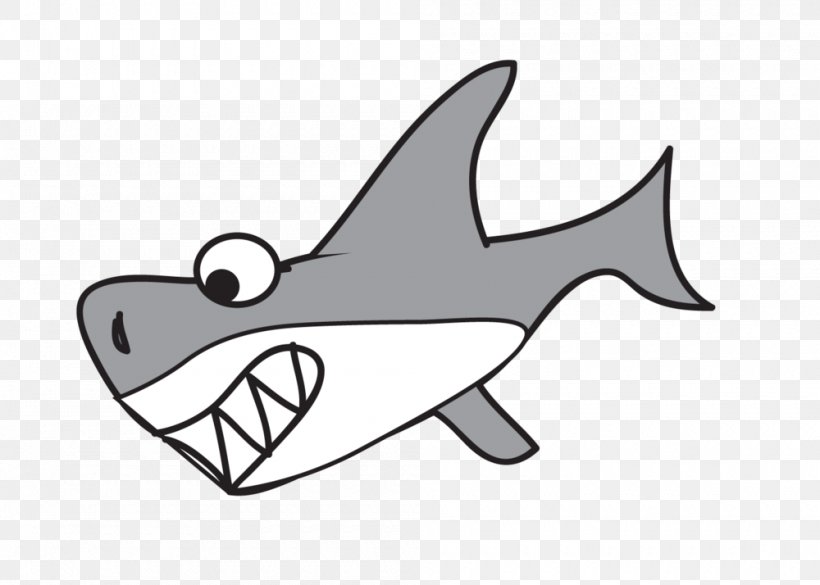 Great White Shark Cartoon Drawing Clip Art, PNG, 1000x714px, Shark, Automotive Design, Black And White, Bull Shark, Cartilaginous Fish Download Free