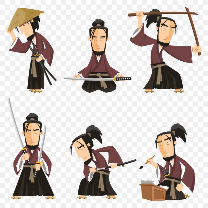 Japan Samurai Kendo Illustration, PNG, 1000x1000px, Watercolor, Cartoon, Flower, Frame, Heart Download Free
