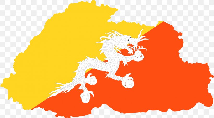 Flag Of Bhutan Mountains Of Bhutan Map, PNG, 2230x1234px, Bhutan, Art, Carnivoran, Fictional Character, Flag Download Free