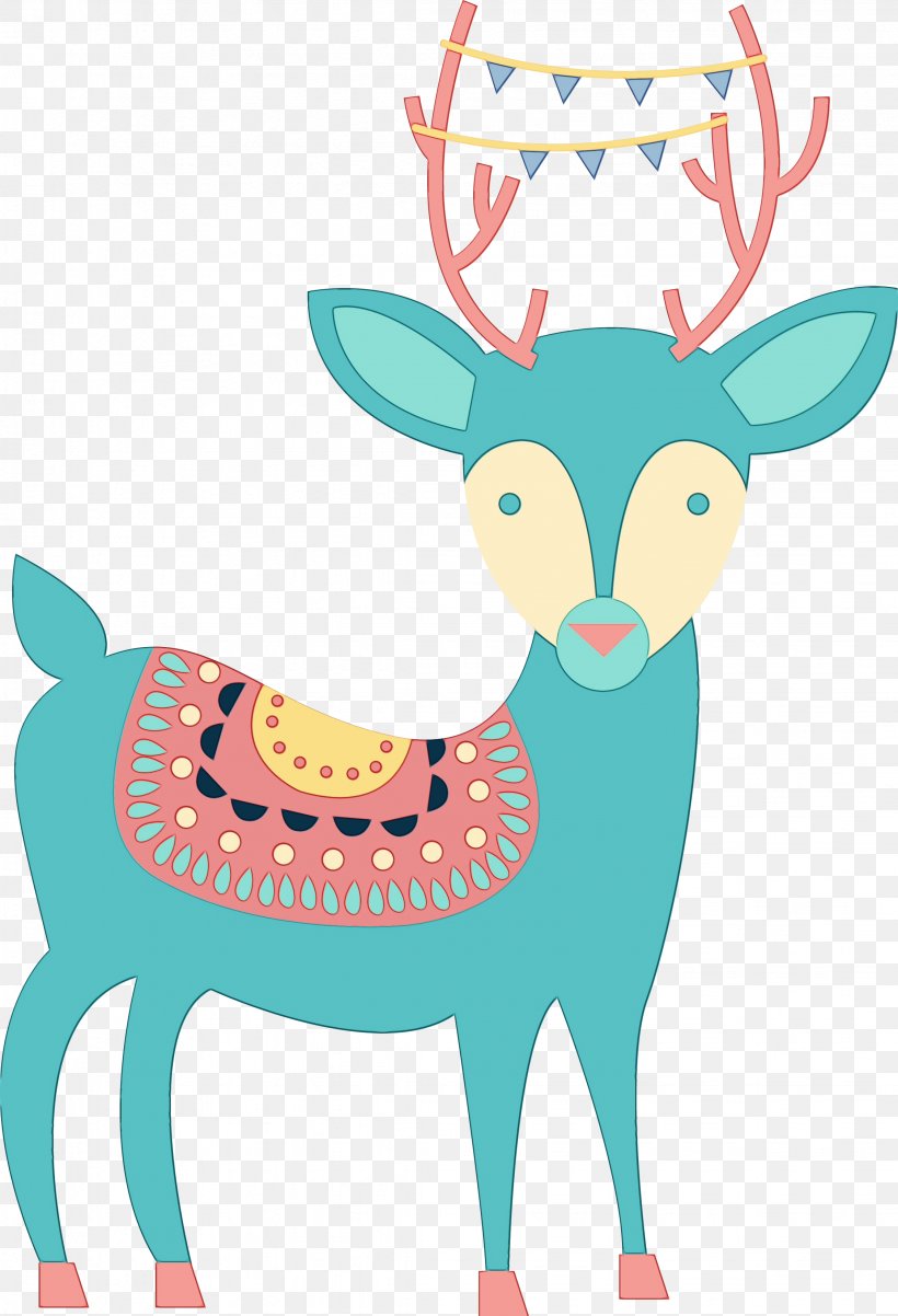 Reindeer, PNG, 2249x3299px, Watercolor, Deer, Fawn, Paint, Reindeer Download Free