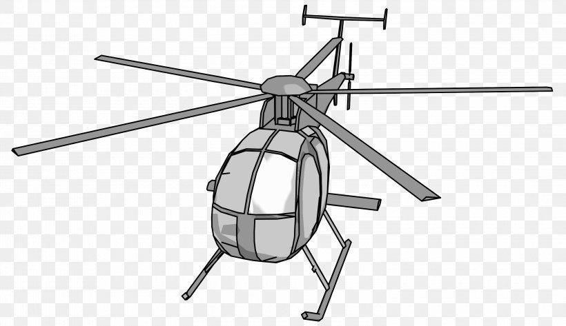 Helicopter Aircraft Clip Art, PNG, 3000x1734px, Helicopter, Aircraft, Black And White, Cartoon, Helicopter Rotor Download Free