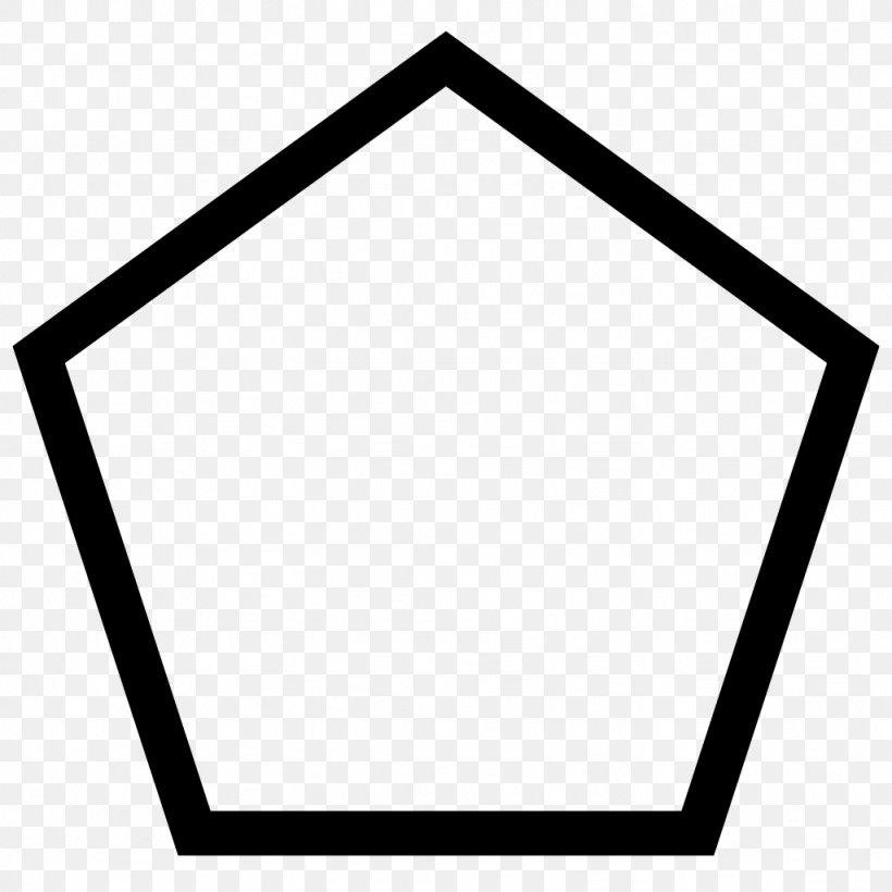 Pentagon Shape Geometry Hexagon, PNG, 1024x1024px, Pentagon, Area, Black And White, Flat Design, Geometric Shape Download Free