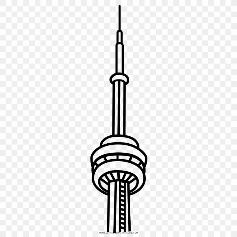 CN Tower Coloring Book Drawing Line Art, PNG, 1000x1000px, Cn Tower, Black, Black And White, Ceiling Fixture, Child Download Free
