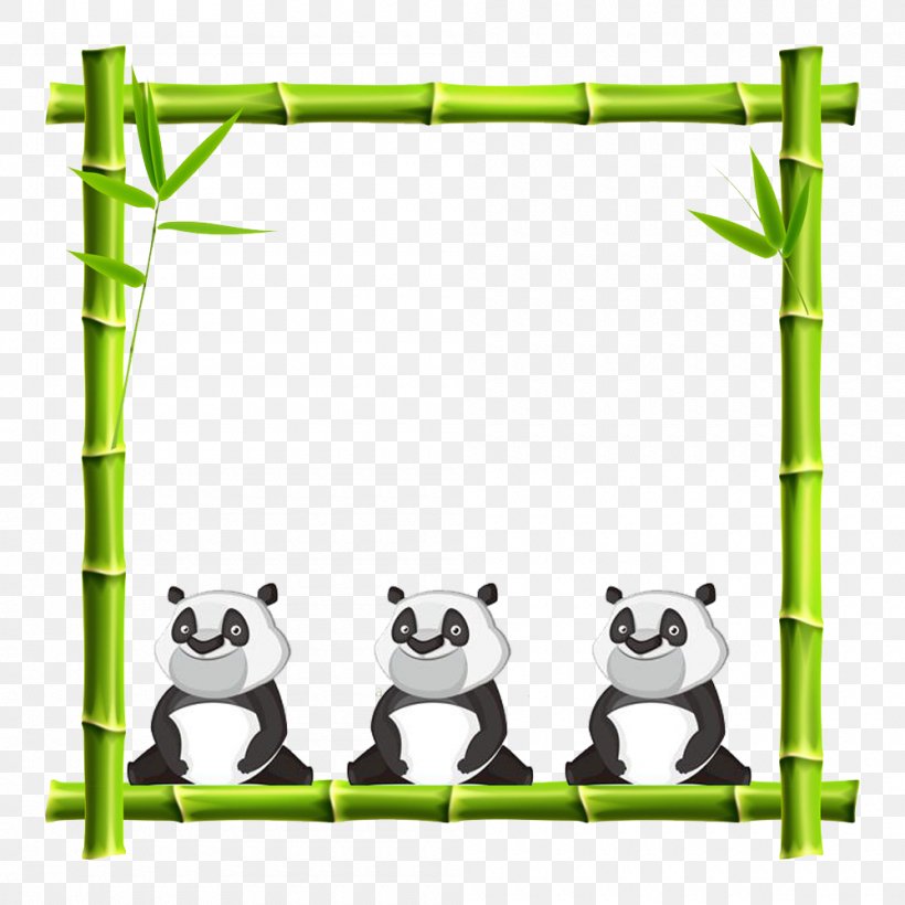 Giant Panda Picture Frame Bamboo Clip Art, PNG, 1000x1000px, Giant Panda, Area, Ball, Bamboo, Carnivoran Download Free