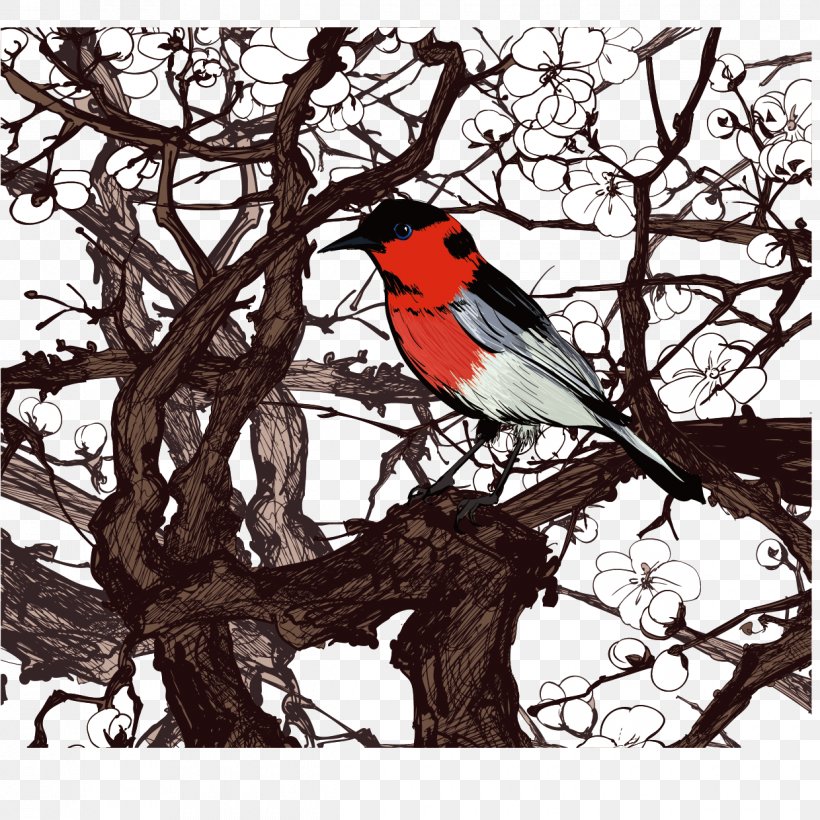 Cherry Blossom Stock Photography Illustration, PNG, 1240x1240px, Royalty Free, Art, Beak, Bird, Branch Download Free
