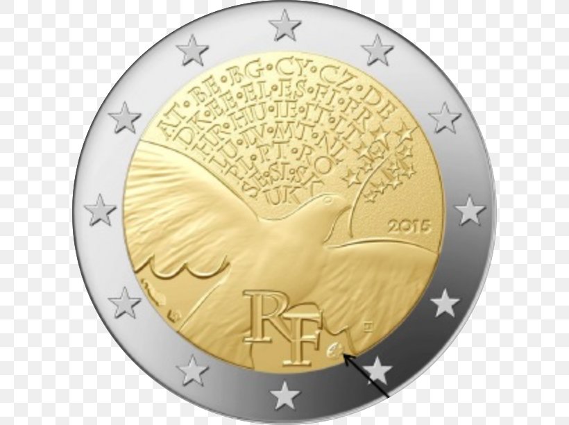 France 2 Euro Coin 2 Euro Commemorative Coins Euro Coins, PNG, 612x612px, 1 Euro Coin, 2 Euro Coin, 2 Euro Commemorative Coins, France, Coin Download Free