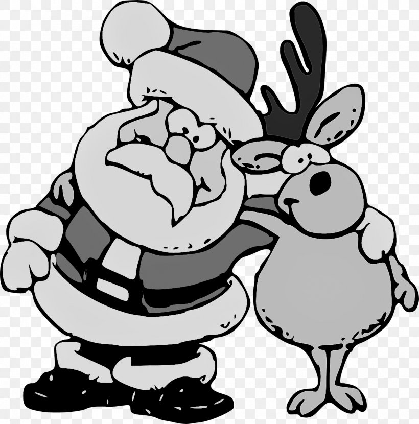 Santa Claus's Reindeer Santa Claus's Reindeer Rudolph Clip Art, PNG, 1264x1280px, Santa Claus, Animation, Artwork, Black And White, Cartoon Download Free