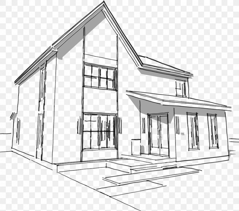 3d pencil sketch illustration of a modern private building exterior facade  design Old paper or sepia effect Stock Illustration  Adobe Stock