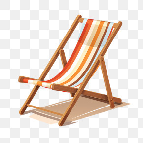 Deck Chair - Colorful Striped Deck Chair Illustration PNG