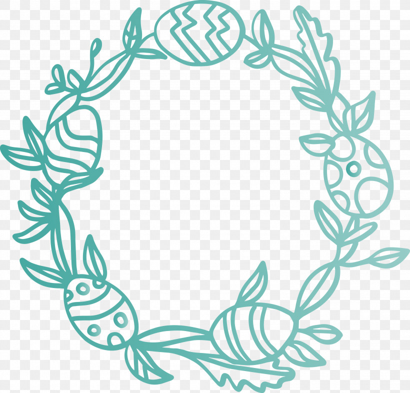 Easter Day Frame Easter Egg Frame, PNG, 2999x2878px, Easter Day Frame, Aqua, Easter Egg Frame, Line Art, Plant Download Free