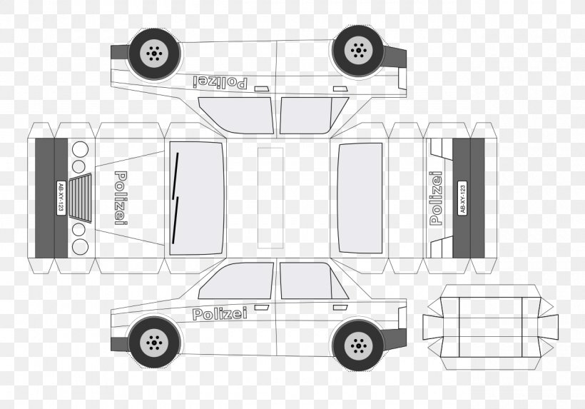 Paper Model Police Car, PNG, 1280x895px, Paper Model, Area, Automotive Design, Automotive Exterior, Black And White Download Free