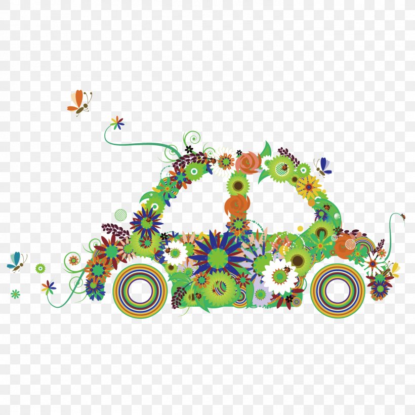 Vector Green Flower Butterfly Car Flat Car, PNG, 1501x1501px, Car, Chico Florist, Flower, Flower Bouquet, Illustration Download Free