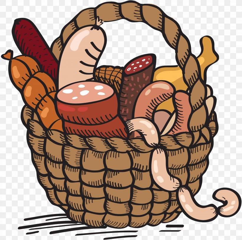 Picnic Baskets Cartoon Clip Art, PNG, 5811x5773px, Basket, Bread, Cartoon, Food, Food Gift Baskets Download Free