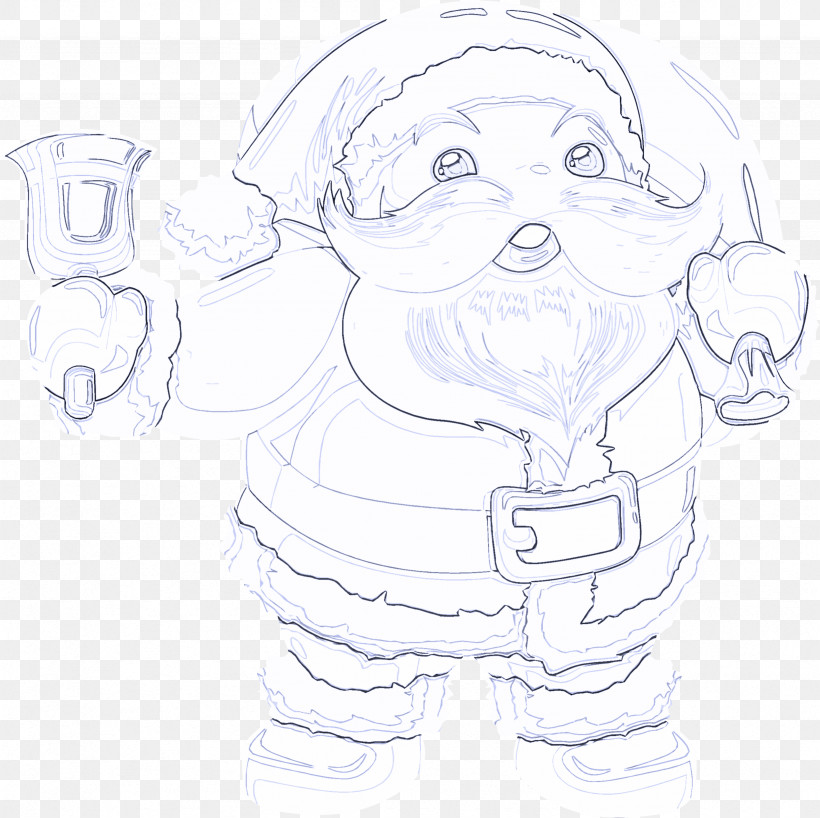 Santa Claus, PNG, 2459x2455px, White, Blackandwhite, Cartoon, Coloring Book, Drawing Download Free