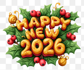 Happy New Year 2026 - Happy New 2026 Wreath PNG