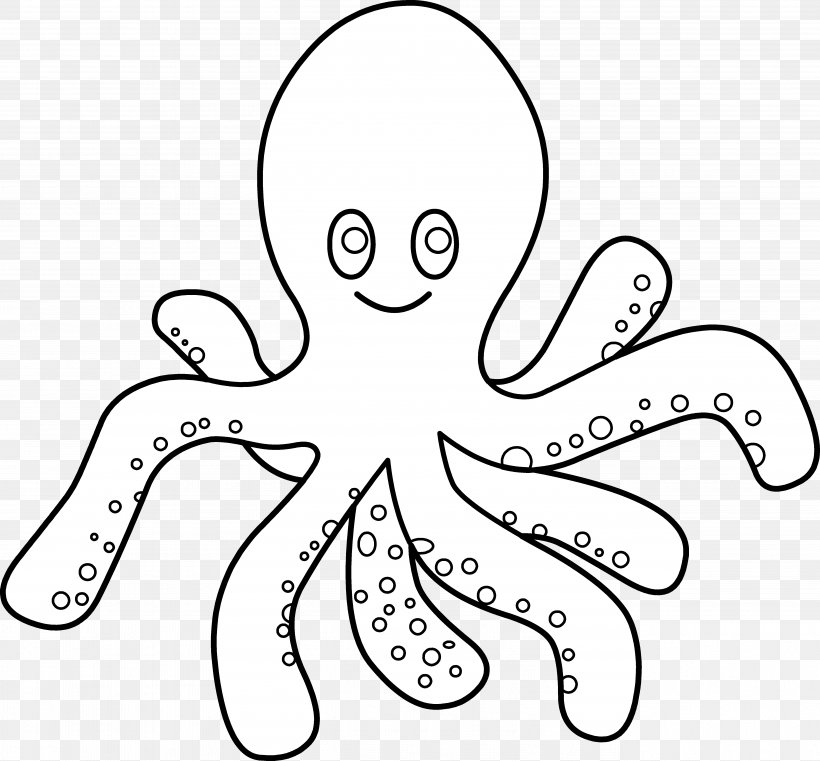 Octopus Black And White Clip Art, PNG, 5389x5007px, Watercolor, Cartoon, Flower, Frame, Heart Download Free