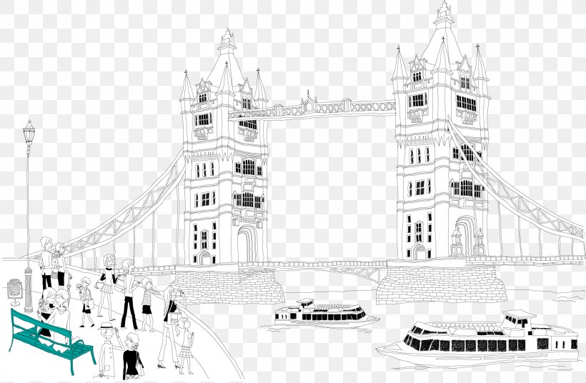 Tower Bridge Clip Art, PNG, 1884x1232px, Tower Bridge, Architecture, Area, Black And White, Brand Download Free