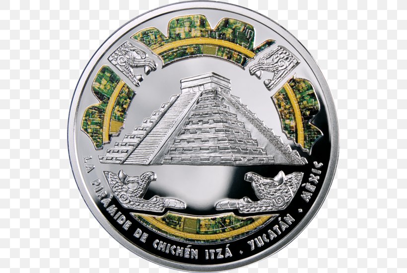 Silver Coin Great Wall Of China El Castillo, Chichen Itza Wonders Of The World, PNG, 550x550px, Coin, Ancient History, Chichen Itza, Currency, El Castillo Chichen Itza Download Free
