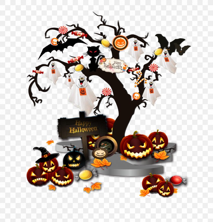 Halloween Ghost Ghost Tree, PNG, 1258x1310px, Ghost, Bird, Flightless Bird, Halloween, Penguin Download Free