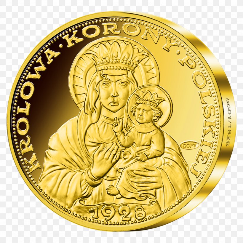 Coin Gold Black Madonna Of Częstochowa Medal Theotokos, PNG, 1151x1152px, Coin, Brass, Bronze Medal, Currency, Gold Download Free