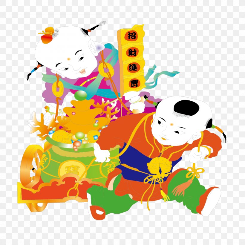 Chinese New Year Sudhana U7ae5u5b50, PNG, 1000x1000px, Chinese New Year, Art, Cartoon, Fictional Character, Flower Download Free