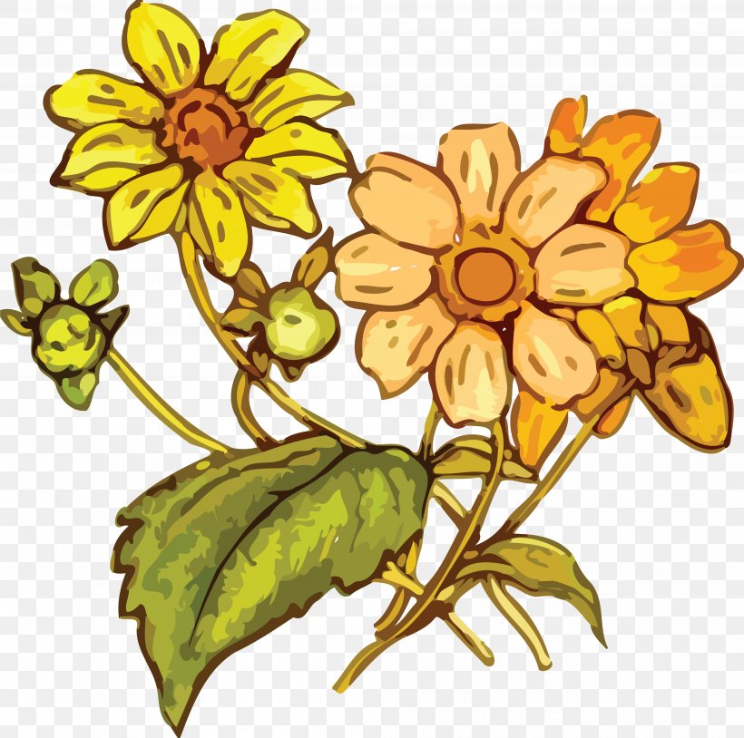 Cut Flowers Floral Design Drawing Clip Art, PNG, 4000x3975px, Flower, Artwork, Common Sunflower, Cut Flowers, Daisy Download Free