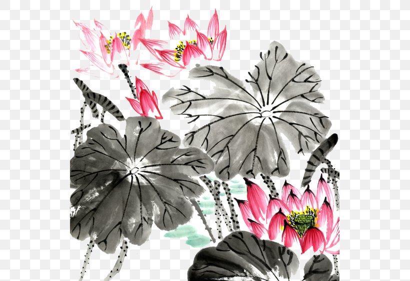 Floral Design Ink Wash Painting Chinese Painting, PNG, 539x563px, Floral Design, Birdandflower Painting, Chinese Painting, Cut Flowers, Designer Download Free