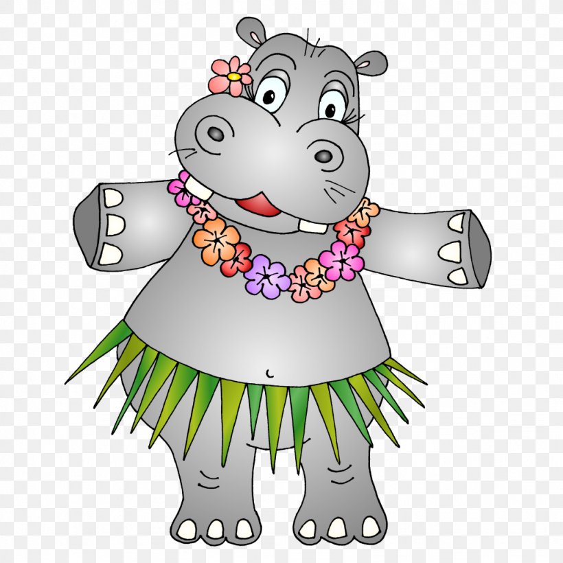 Hippopotamus Hippo Hula Dance Clip Art, PNG, 1024x1024px, Watercolor, Cartoon, Flower, Frame, Heart Download Free