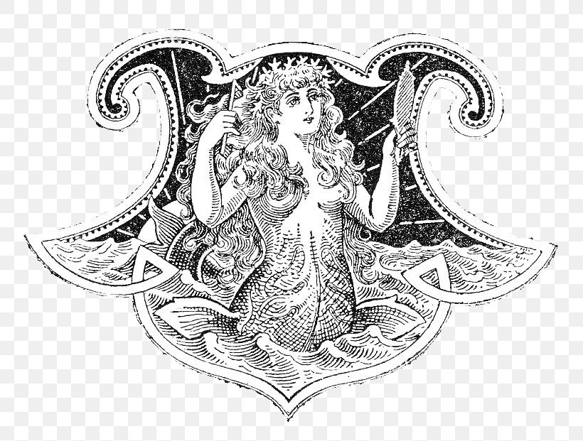 Mermaid Fairy Clip Art, PNG, 801x621px, Mermaid, Antique, Art, Black And White, Costume Design Download Free