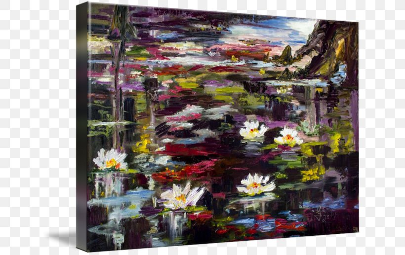 The Water Lily Pond Water Lilies Acrylic Paint Painting, PNG, 650x517px, Water Lily Pond, Acrylic Paint, Art, Artwork, Canvas Download Free