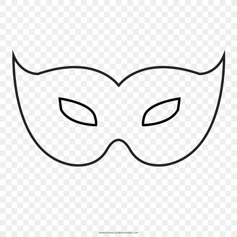 Mask Drawing Coloring Book Carnival Black And White, PNG, 1000x1000px, Watercolor, Cartoon, Flower, Frame, Heart Download Free