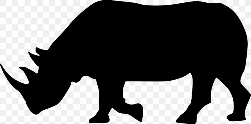 Cattle Wildlife Silhouette White Clip Art, PNG, 980x486px, Cattle, Black, Black And White, Black M, Cattle Like Mammal Download Free