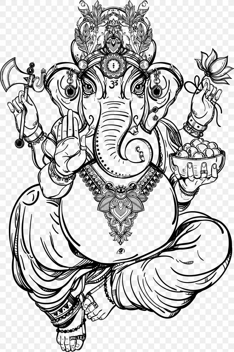 Ganesha Drawing Deity Illustration, PNG, 3320x4982px, Watercolor, Cartoon, Flower, Frame, Heart Download Free