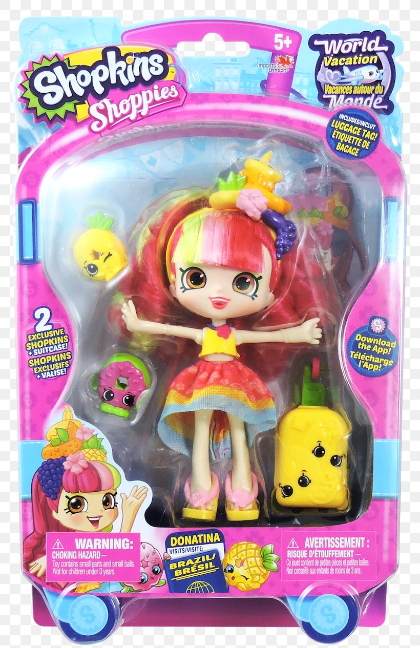 Doll Toy Shopkins Moose Pinkie Cola Visits America Donatina Visits Brazil, PNG, 800x1265px, Doll, Action Figure, Action Toy Figures, Fashion Doll, Fictional Character Download Free