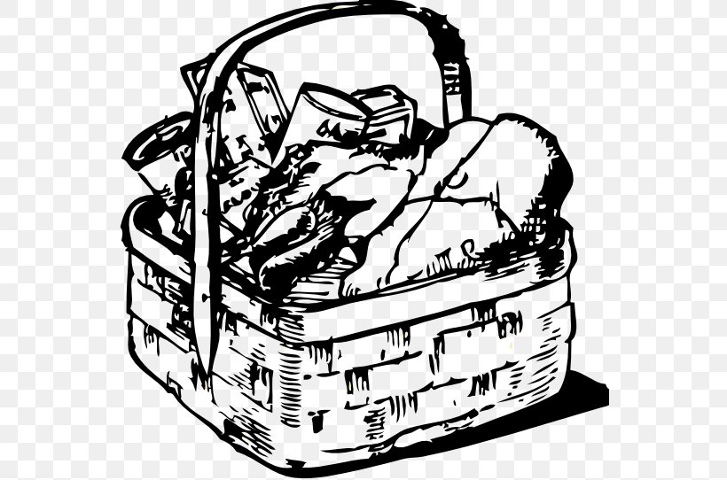 Food Gift Baskets Clip Art, PNG, 555x542px, Basket, Artwork, Black And White, Brand, Drawing Download Free
