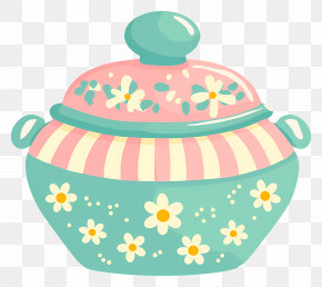 Sugar Bowl - Decorative Floral Ceramic Pot With Lid PNG