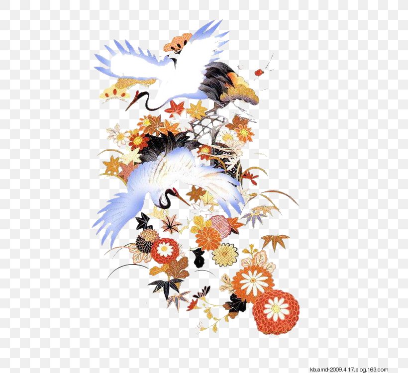 Red-crowned Crane Design Illustration, PNG, 750x750px, Crane, Art, China, Flower, Gongbi Download Free