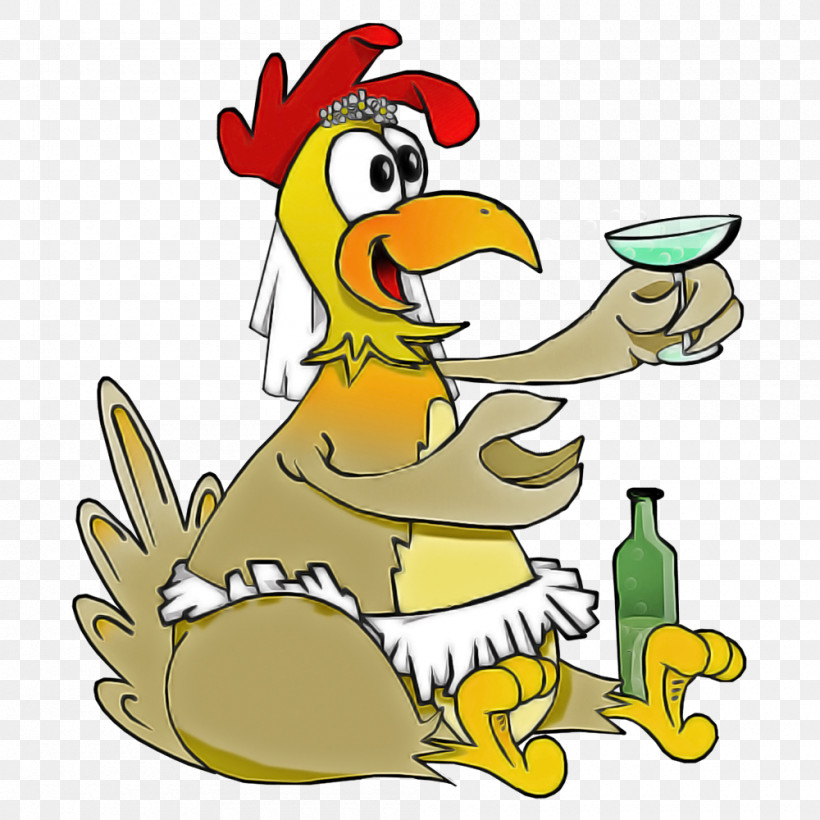 Cartoon Chicken Rooster Yellow Bird, PNG, 1000x1000px, Cartoon, Beak, Bird, Chicken, Duck Download Free