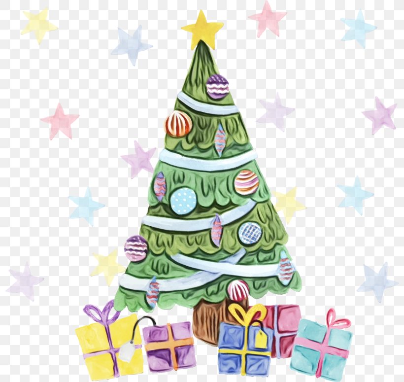 Watercolor Christmas Tree, PNG, 800x775px, Watercolor, Christmas, Christmas Day, Christmas Decoration, Christmas Eve Download Free