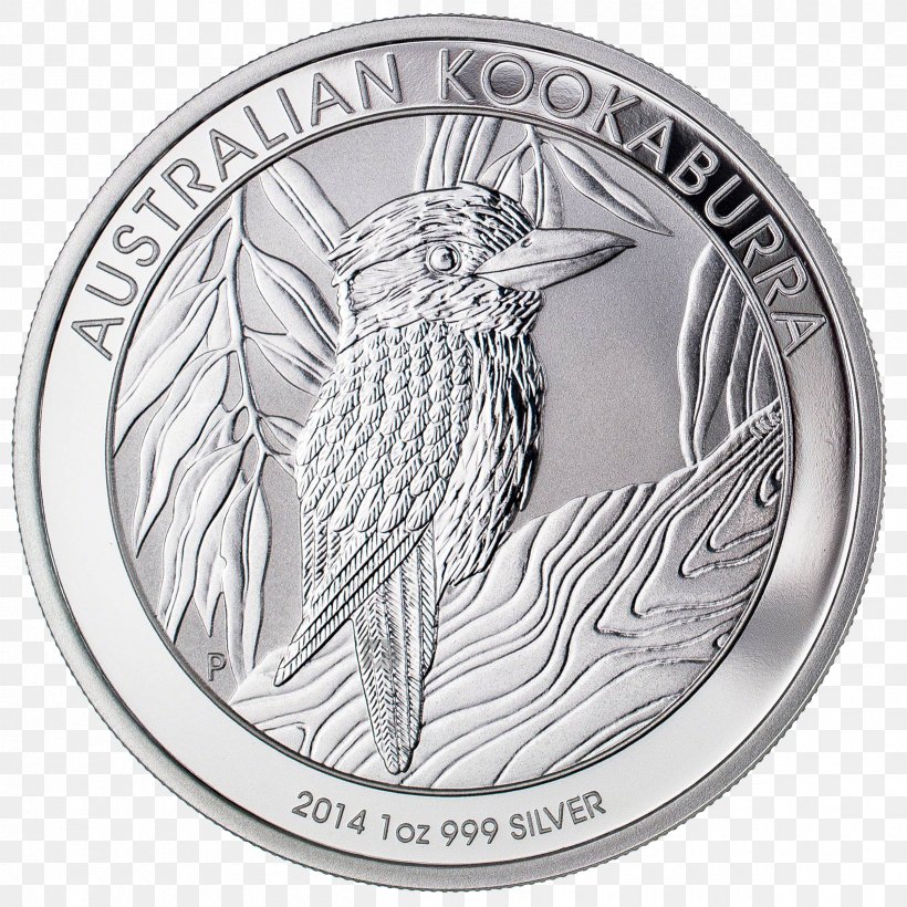 Perth Mint Silver Coin Australian Silver Kookaburra, PNG, 2400x2400px, Perth Mint, Australia, Australian One Dollar Coin, Australian Silver Kookaburra, Black And White Download Free
