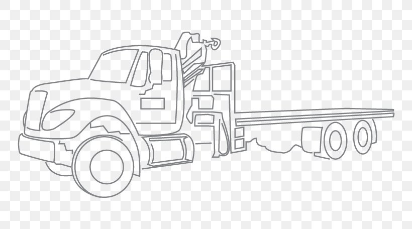 Car Pickup Truck Tow Truck Flatbed Truck, PNG, 770x456px, Car, Artwork, Auto Part, Automotive Design, Black And White Download Free