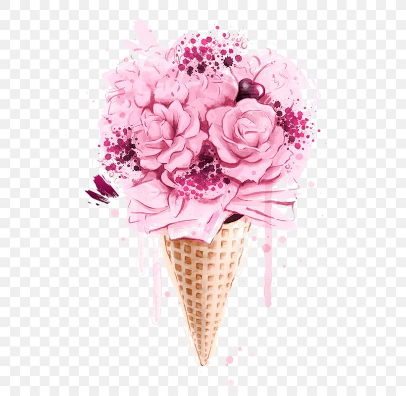 Ice Cream Iced Coffee Flower Bouquet Milk, PNG, 595x800px, Ice Cream, Cream, Cut Flowers, Drawing, Floral Design Download Free