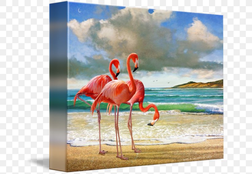 Canvas Print Flamingo Painting Printing, PNG, 650x565px, Canvas Print, American Flamingo, Art, Beak, Bird Download Free