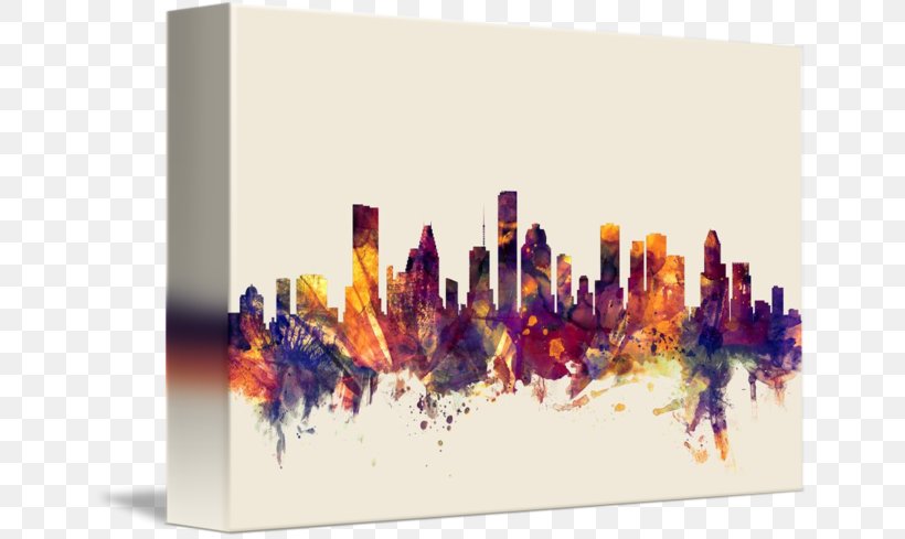 Houston Skyline District Canvas Print Printmaking, PNG, 650x489px, Houston, Art, Building, Canvas, Canvas Print Download Free