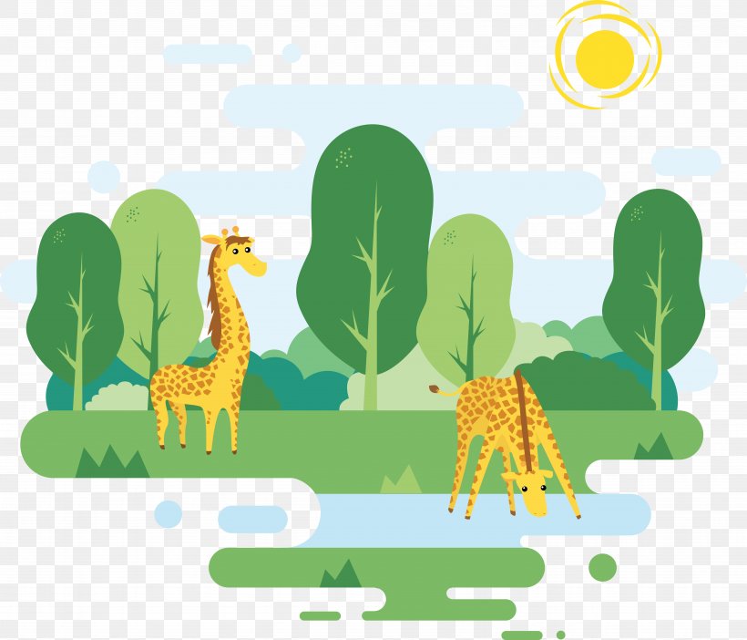 Giraffe Illustration, PNG, 7738x6631px, Giraffe, Art, Cartoon, Drawing, Giraffidae Download Free