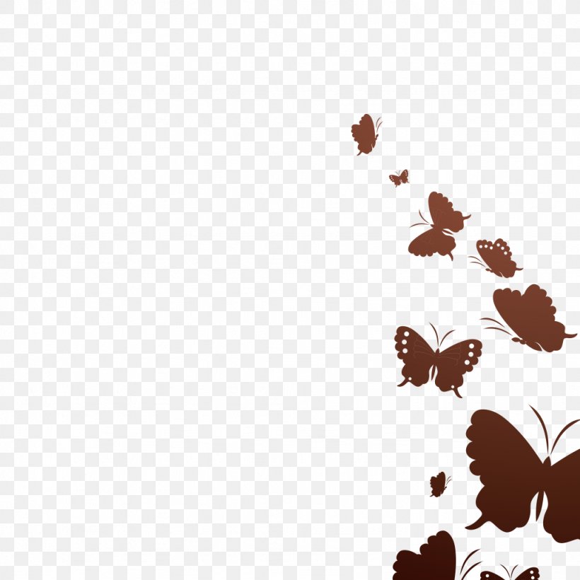 Butterfly Sticker Silhouette, PNG, 1024x1024px, 3d Computer Graphics, Butterfly, Art, Brown, Butterflies And Moths Download Free