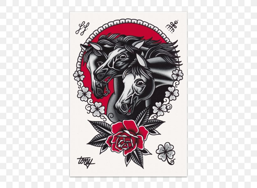Graphic style horse tattoo named Dynamism