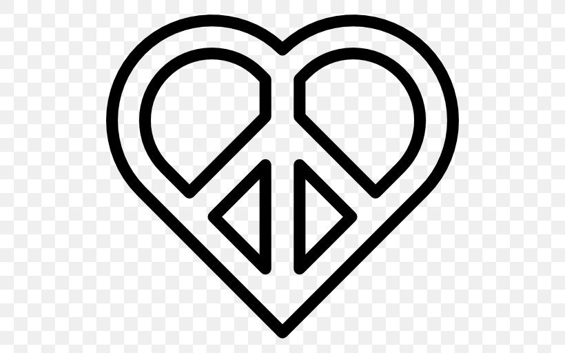 Peace Symbols Heart Sign, PNG, 512x512px, Peace Symbols, Area, Black And White, Coloring Book, Heart Download Free