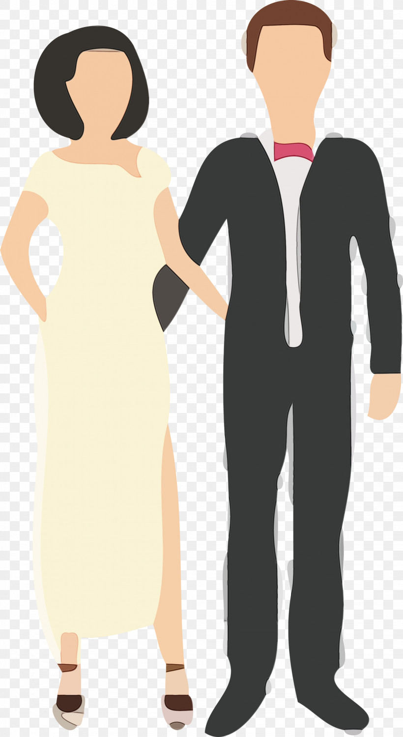 Standing Cartoon Dress Gesture Hand, PNG, 1641x3000px, Couple, Black Hair, Cartoon, Dress, Finger Download Free